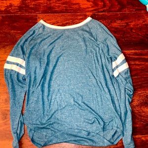 So Blue Striped-Sleeve Top